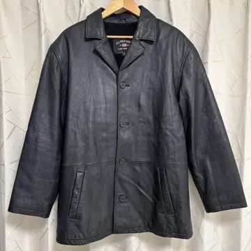 90s~ U.S POLO ASSN 블랙 가죽 자켓 가죽 코트 L