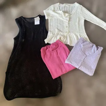 메쉬 드레스와 가디건 4종 세트