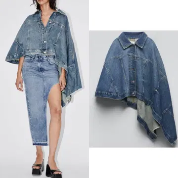 [ ZARA/자라 ] 비대칭 데님 케이프/G 잠마망토