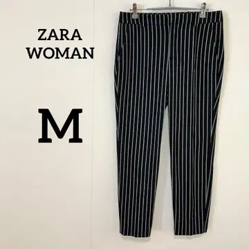 [ ZARA WOMAN ] 스트라이프 테이퍼드 팬츠 슬랙스 블랙