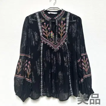 새상품급 ZARA 자수 긴팔 튜닉 블랙 S 사이즈