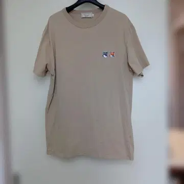 메종 키츠네 자수 여우 T셔츠 베이지