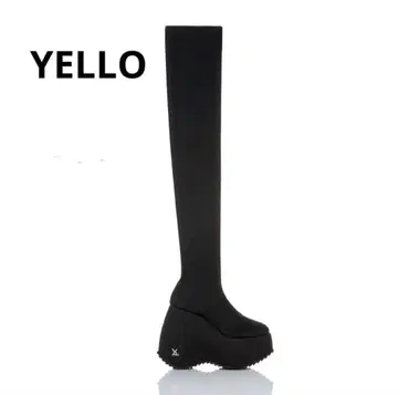 YELLO TOKYOBLACKPLATFORMLONGBOOTS