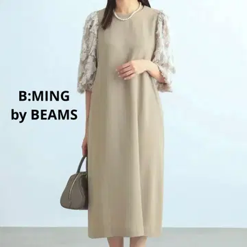 컨디션 최상 BEAMS 소매 자카드 원피스 세레모니 포멀 베이지 M