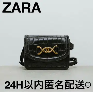 새상품 ZARA 크로커다일풍 숄더백 블랙