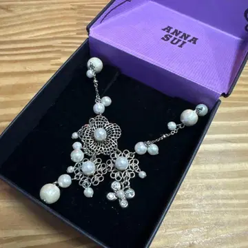 ANNA SUI 코튼 펄 플라워 모티브 목걸이 결혼식