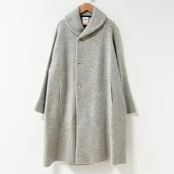 새상품급 45R 트윌 KNIT PEA COAT 롱 코트 그레이