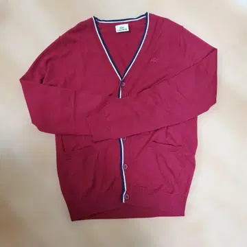 LACOSTE 와인 레드 V넥 가디건 사이즈 2