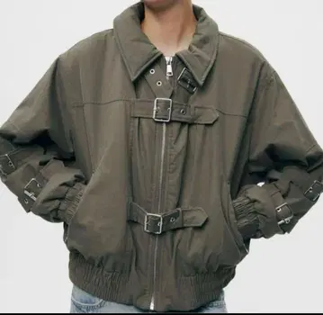 ZARA 밀리터리 블루종 MA1 카키 탭 달린 봄버 자켓