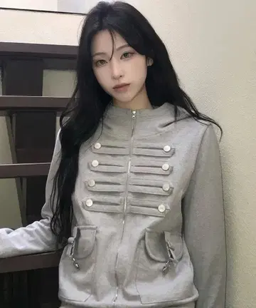luvistrue 지퍼 후드티 그레이 나폴레옹