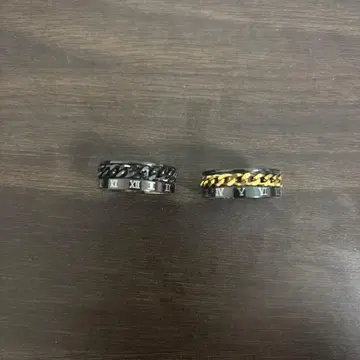 [ 2개 세트 ] 스피너링 로마 숫자 체인 회전 반지