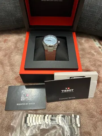 TISSOT 자동 와인딩 손목시계 35mm 아이스 블루