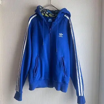 adidas 아디다스 트레포일 로고 풀 집업 후드티 블루 M