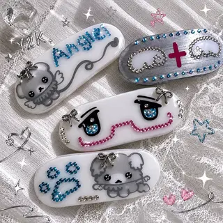 kuromi様order ふわり髪飾り♡ 顎紐取り外し可能♡イヤリング込み Y2K Angel Kuromi Side Hair Clip Set | 브랜드 중고거래 플랫폼, 번개장터