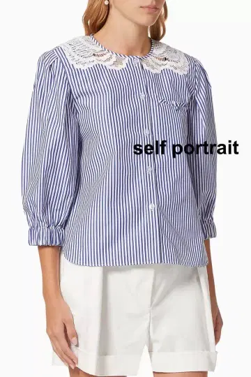 [ 해외 인기 ] self portrait 레이스 스트라이프 셔츠