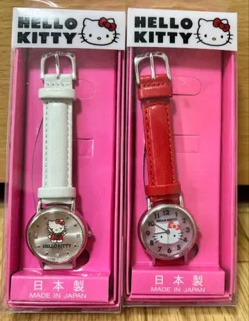 HELLO KITTY 아날로그 시계 세트 화이트 레드 각 하나 1500엔