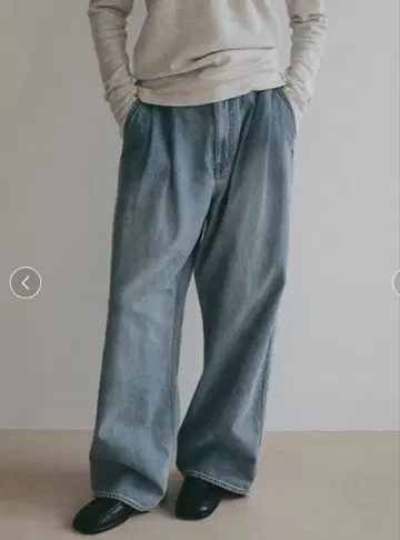 핀턱 데님 와이드 팬츠