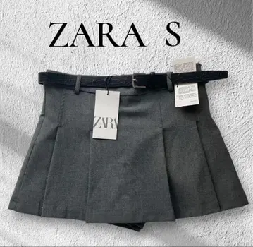 택 포함 새상품 ZARA 플리츠 큐롯 스커트 벨트 세트 스코트 S