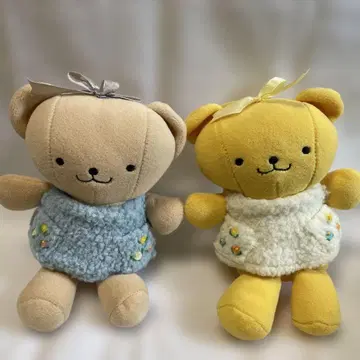 SHNADA 곰 봉제 인형 2개 세트 레트로