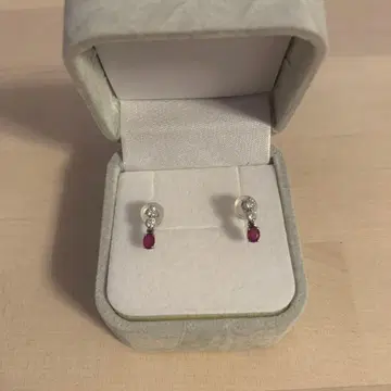 다이아몬드 루비 플라티나 950 귀걸이