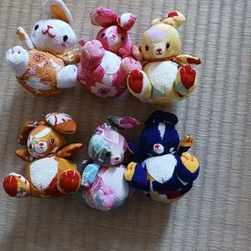 일본풍 패턴 토끼 봉제 인형 마스코트 6개 세트