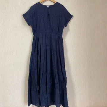 애프터눈 티 옷장 반팔 네이비 롱 원피스 자수 레이스