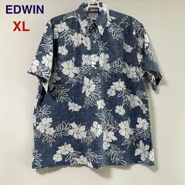EDWIN 풀오버 B.D 셔츠 하와이안 소재 안감 USA 남성용 XL