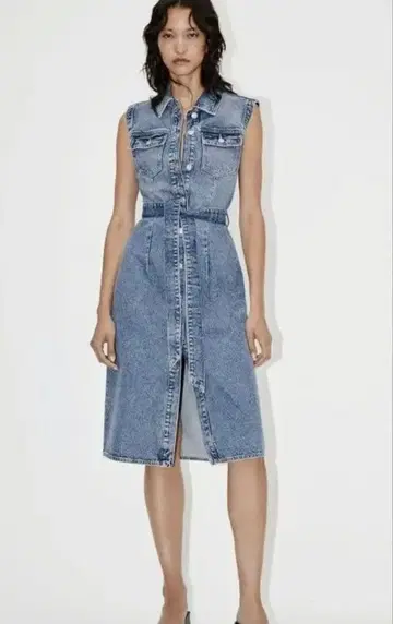 [ ZARA ] 데님 슬리브리스 원피스 M 사이즈