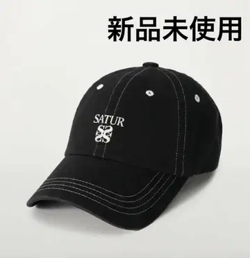 SATUR 세터 대비 컬러 스티치 다이드 캡 모자 블랙