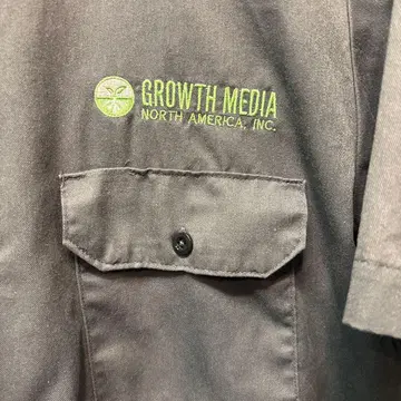 디키즈 워크 셔츠 M 그레이 기업 로고 자수 반팔 Dickies