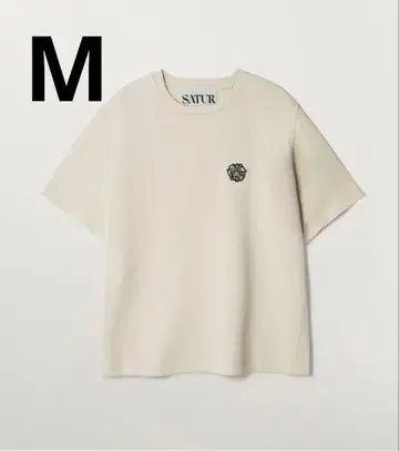 SATUR 세터 크레스트 로고 반팔 T셔츠 크림 남성용 M