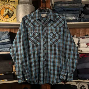 80s USA제 Wrangler 프리넬 배색 레어 컬러 터콰이즈 블루