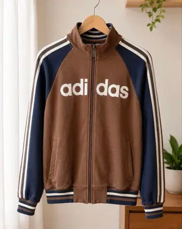 레어 y2k adidas 맨투맨 트랙 자켓 브라운 네이비