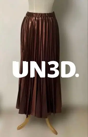 택 포함 새상품 UN3D. 오리가미 플리츠 스커트 오렌지 / 38