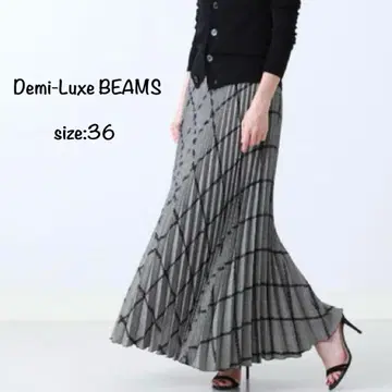 Demi-Luxe BEAMS 울 체크 플리츠 스커트 36