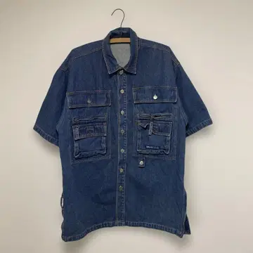 90s TRUST 멀티 포켓 밀리터리 데님 셔츠 반팔