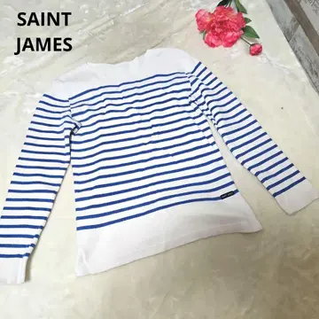 [ 오샤레 SAINT JAMES ] 화이트 파랑 보더 티셔츠