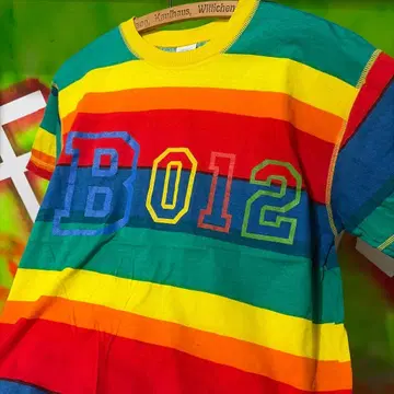 L 이탈리아제 베네통 레인보우 B012 티셔츠 보더