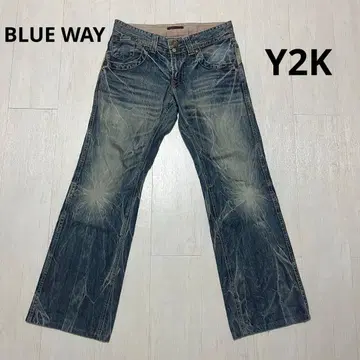 BLUE WAY 블루 웨이 Y2K 플레어 부츠컷 데님 팬츠