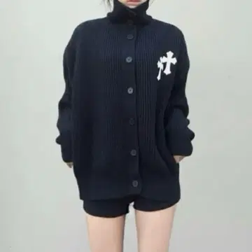 tinkerend 하이넥 크로스 니트 가디건 폴로 가디건