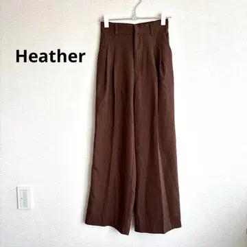 Heather 헤더 새상품 하이 웨이스트 턱 팬츠 브라운 S