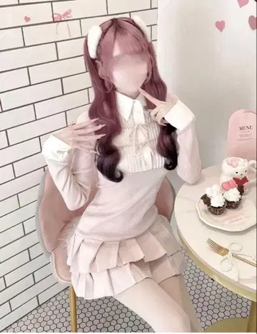 HONEY MEW 허니뮤우 더블 리본 블라우스 도킹 원피스