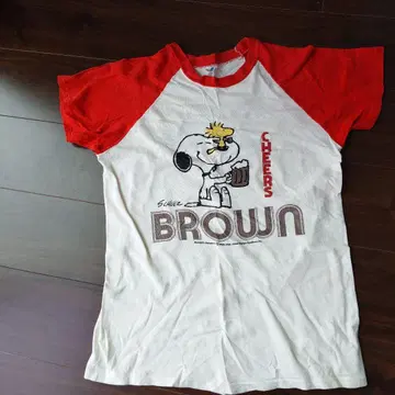 80s 빈티지 PEANUTS 스누피 티셔츠 래글런