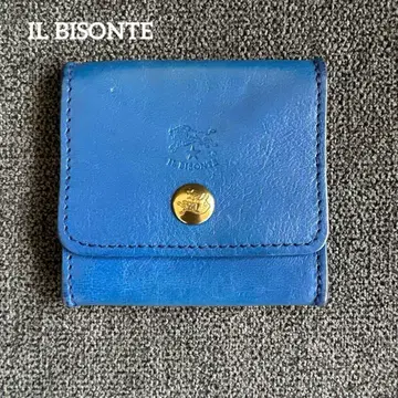 IL BISONTE / 파랑 가죽 코인 케이스 단추식
