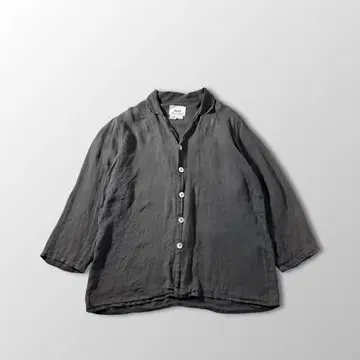 FLAX 플럭스 린넨 셔츠 자켓 차콜 블랙 L 블랙