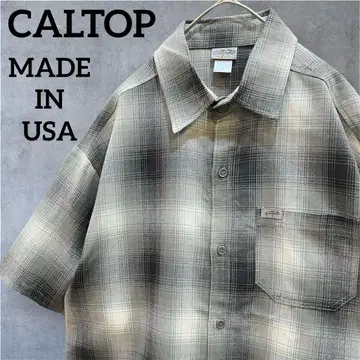 미사용 새상품 CALTOP USA제 반팔 옴브레 체크 셔츠 오버 사이즈