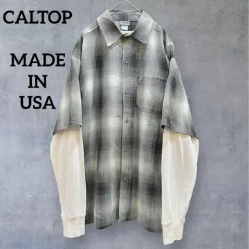 미사용 새상품 CALTOP USA제 반팔 옴브레 체크 셔츠 오버 사이즈