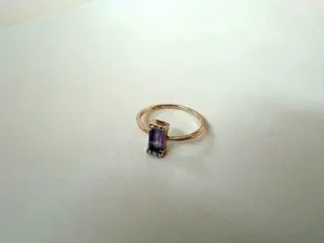 Lilas K10YG 스퀘어 자수정 x 다이아 모티브 반지 11호