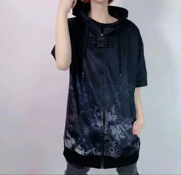 NieR 일본풍 패턴 반팔 후드티