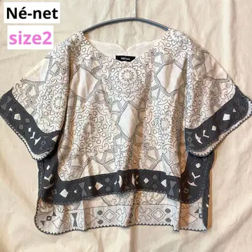 Ne-net 민족풍 모티브 자수 & 컷워크 블라우스 자수 사이즈 2